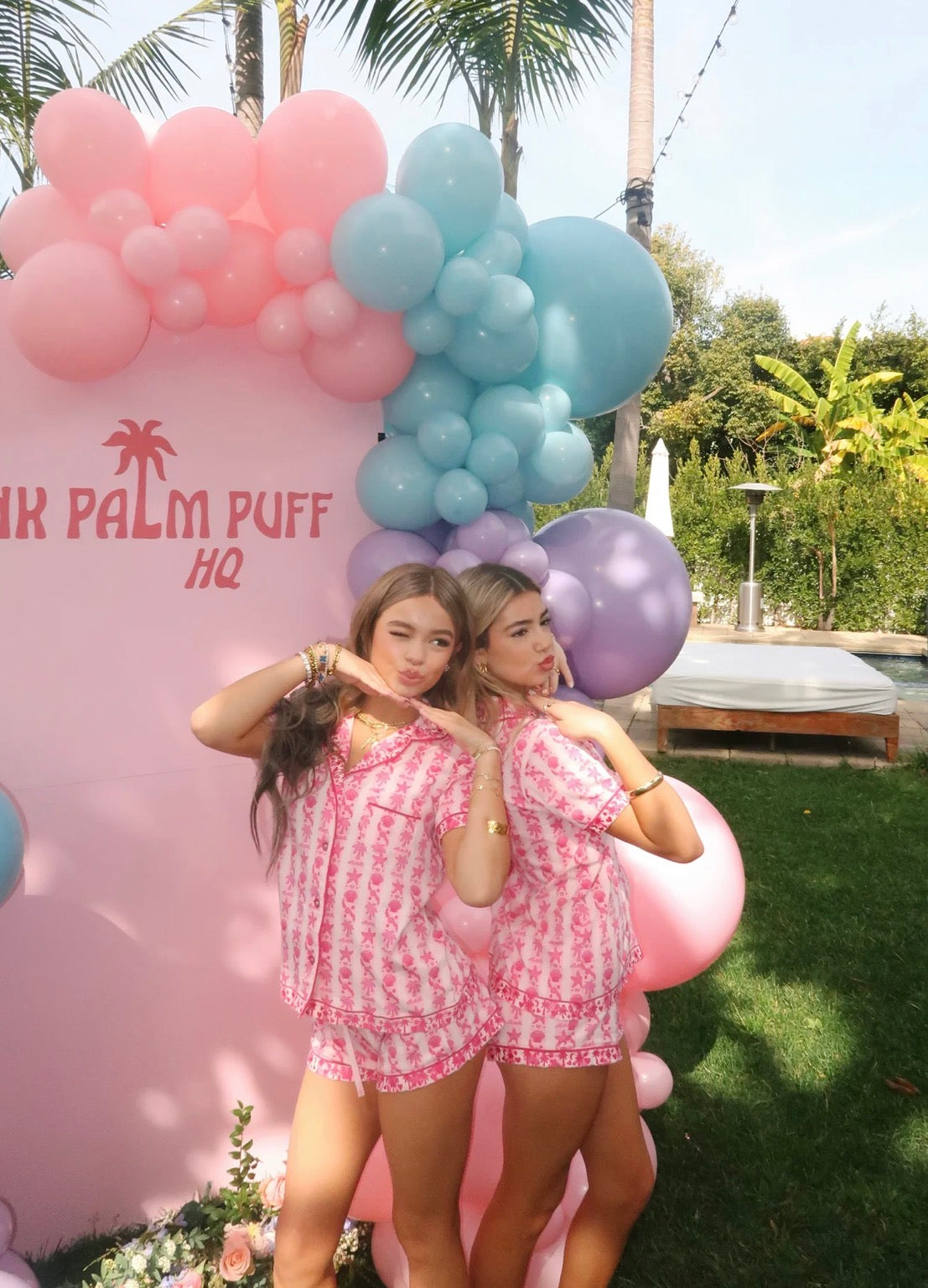 Pink Palm Pajamas in Blush Bay