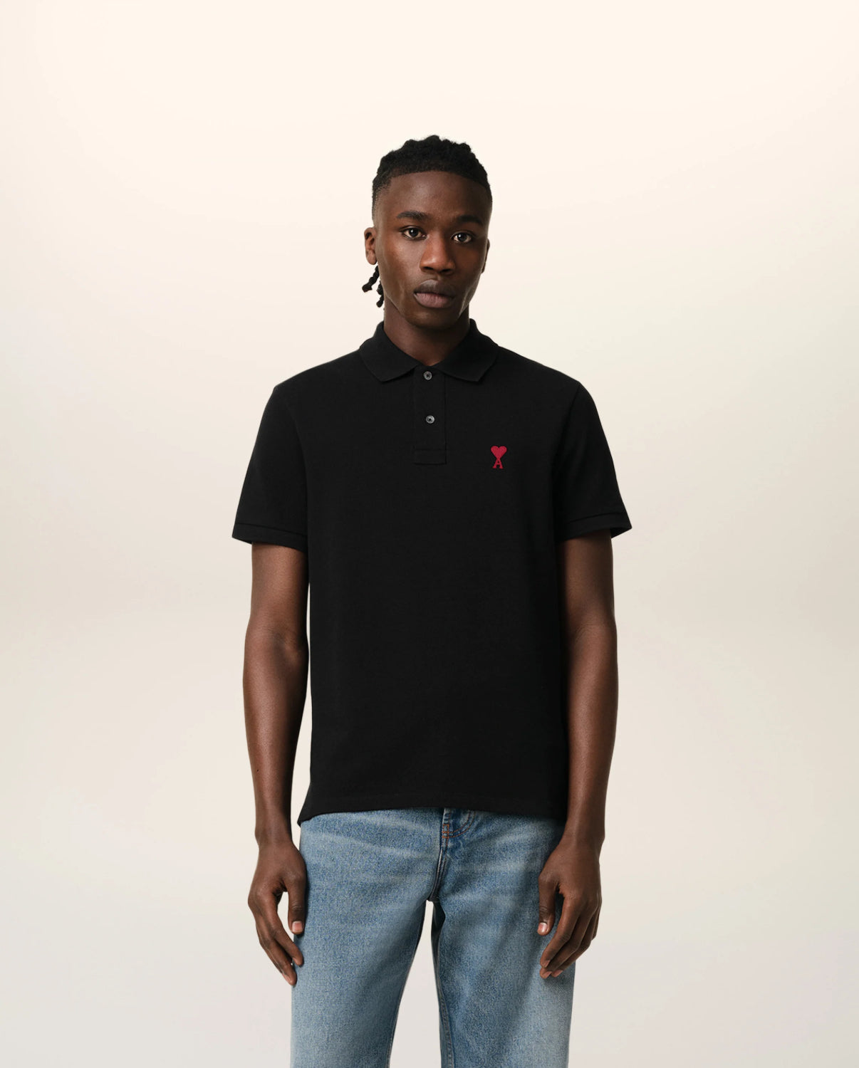 Black Cotton Ami de Coeur Polo Shirt
