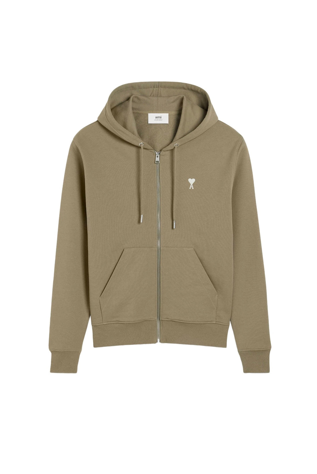 AMI Paris White Heart Zip Up Hoodie