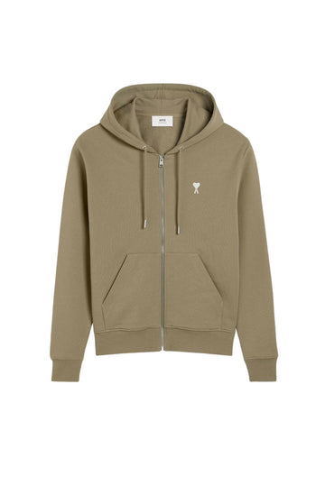 AMI Paris White Heart Zip Up Hoodie