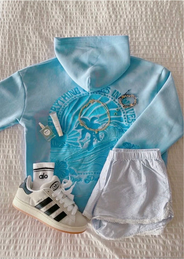 Everything Comes in Waves Hoodie in Blue
