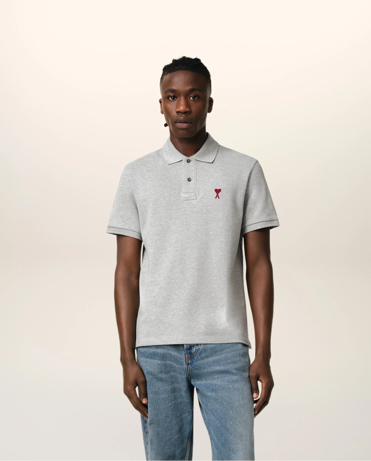 Grey Cotton Ami de Coeur Polo Shirt