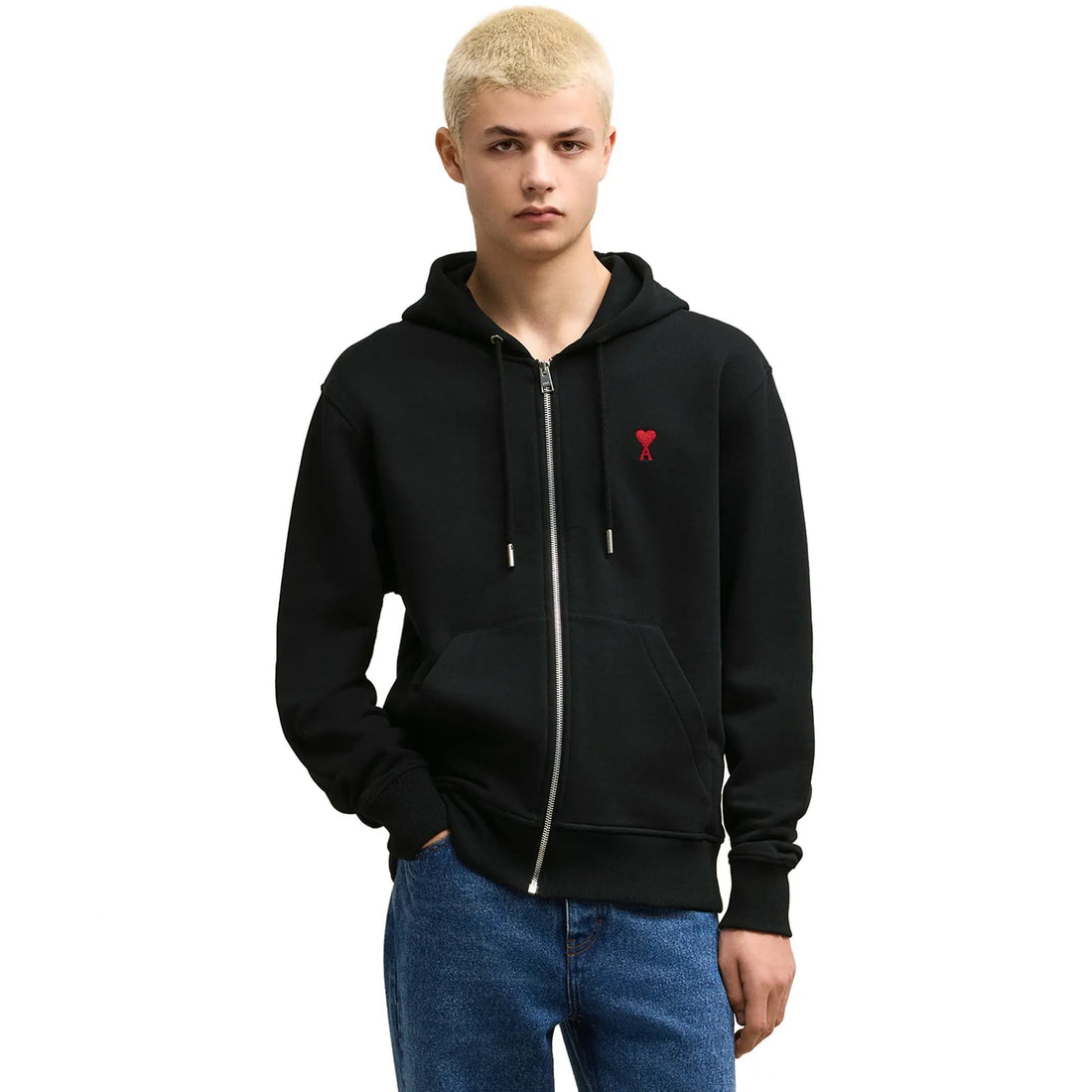 AMI paris black zip up hoodie