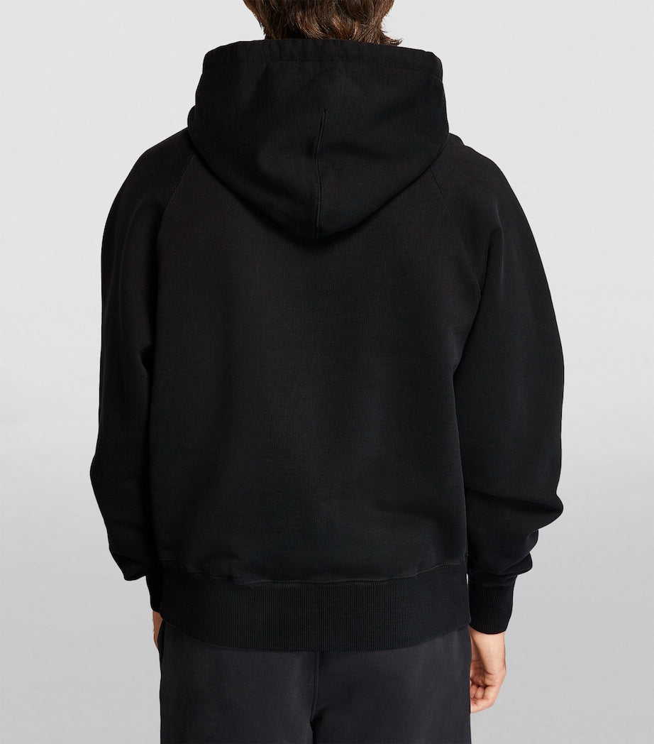 AMI paris Black embroidered heart logo hoodie