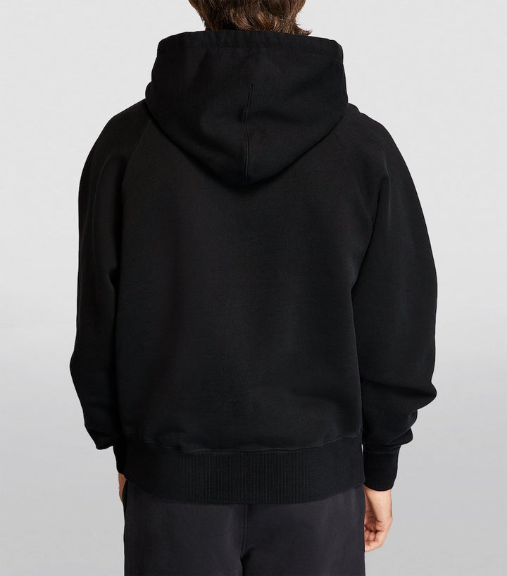 AMI paris Black embroidered heart logo hoodie