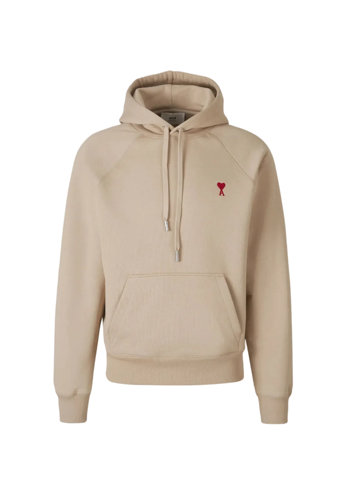 AMI Paris Beige embroidered heart logo hoodie