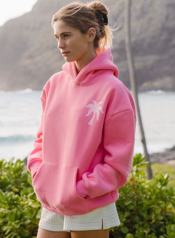 Hawaii Hibiscus Hoodie in Sonic Pink