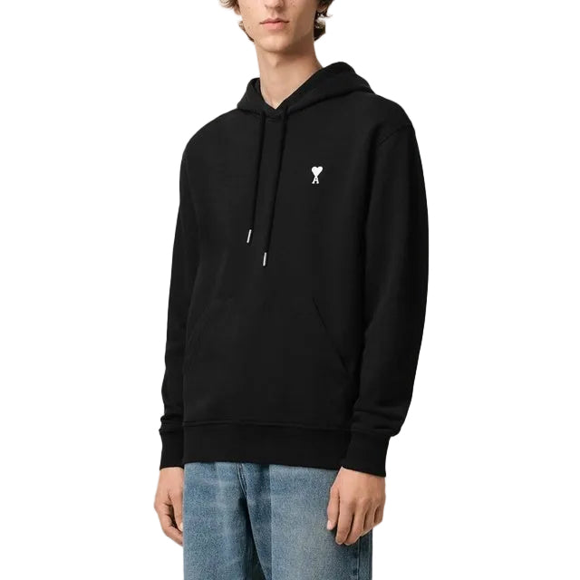 AMI Paris White Heart Black Zip Up Hoodie