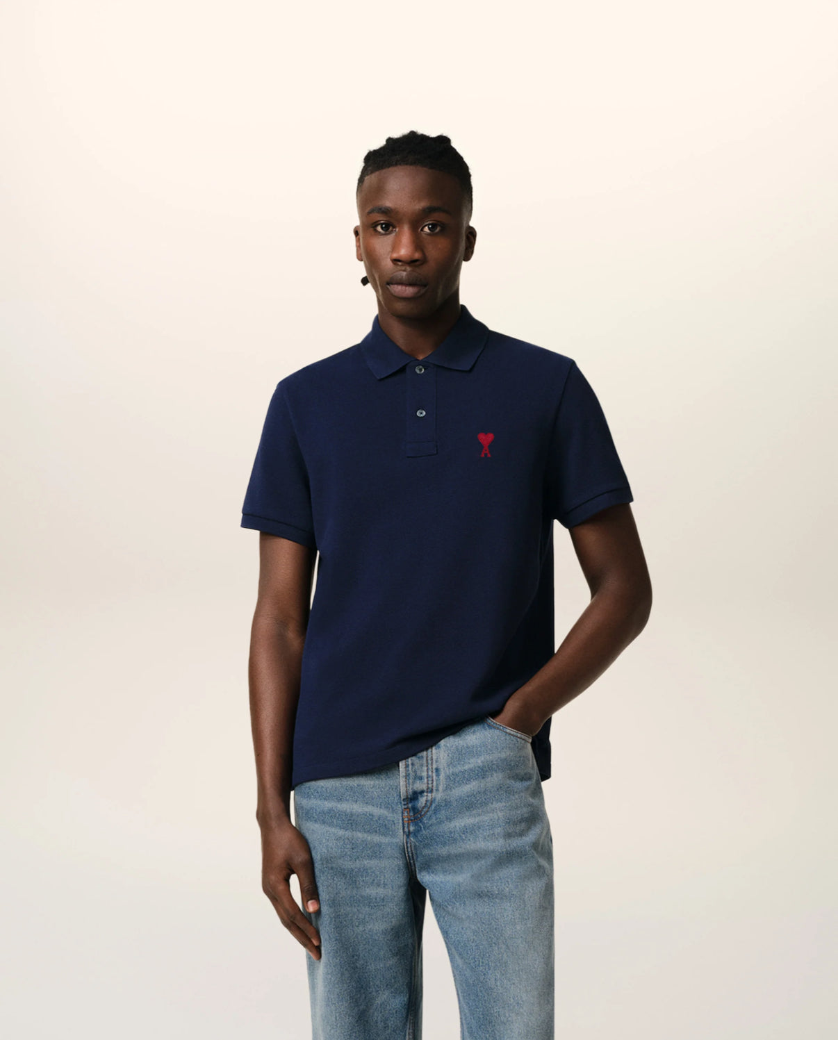 Navy Cotton Ami de Coeur Polo Shirt
