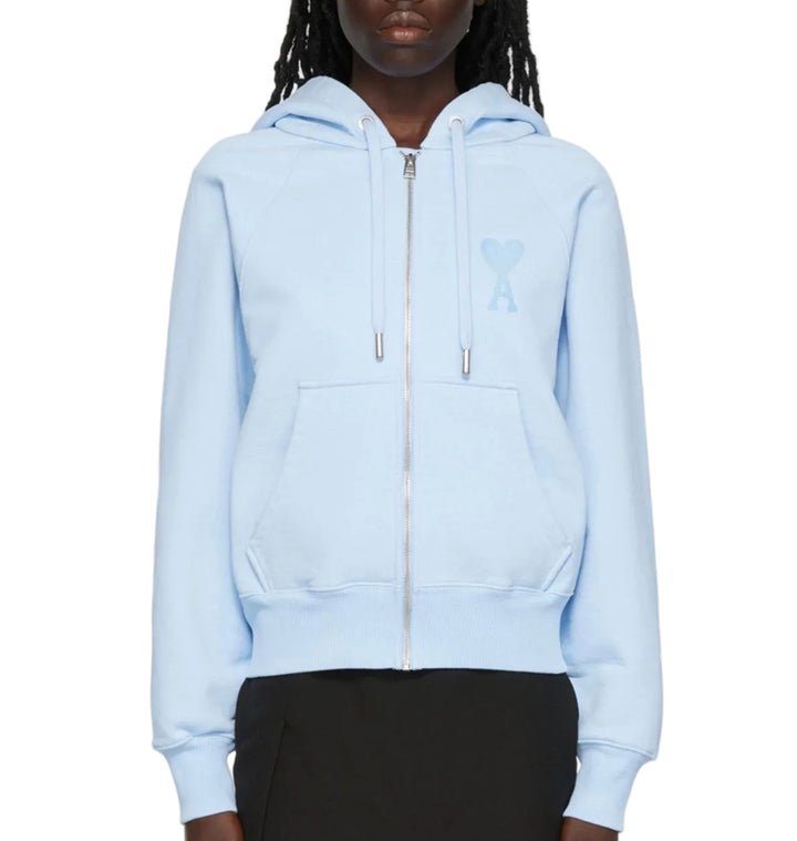 AMI paris sky blue heart zip up jacket