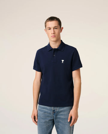 Navy Cotton Ami de Coeur White Heart Polo Shirt