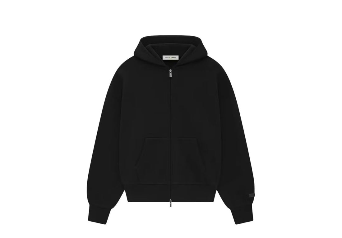 FEAR OF GOD (BLACK S25 ZIP UP HOODIE)
