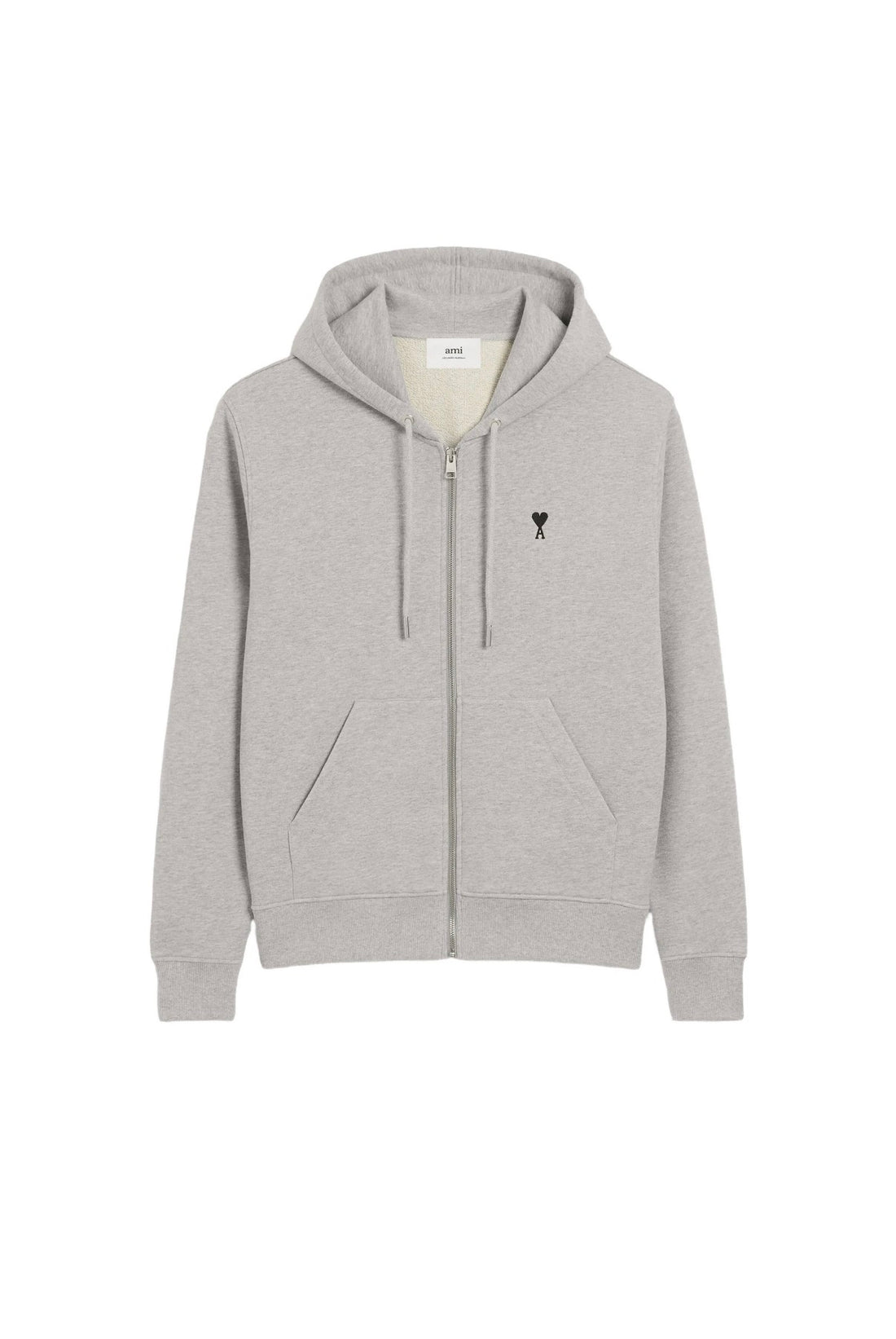 S25 AMI Paris Black Heart Grey Zip-Up Hoodie