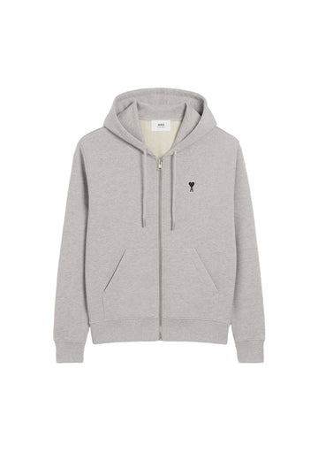 S25 AMI Paris Black Heart Grey Zip-Up Hoodie
