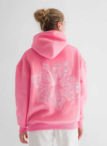 Hawaii Hibiscus Hoodie in Sonic Pink