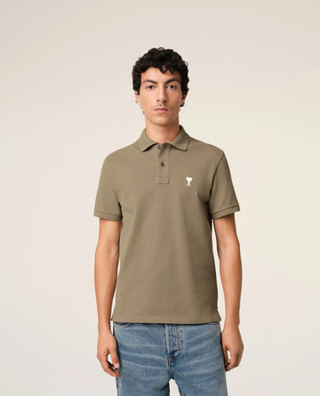Green Cotton Ami de Coeur White Heart Polo Shirt