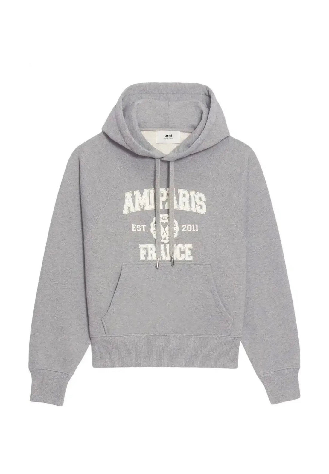 AMI paris grey logo print hoodie