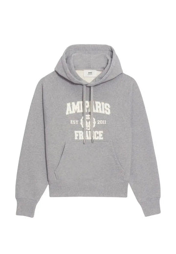 AMI Paris France grey logo print hoodie