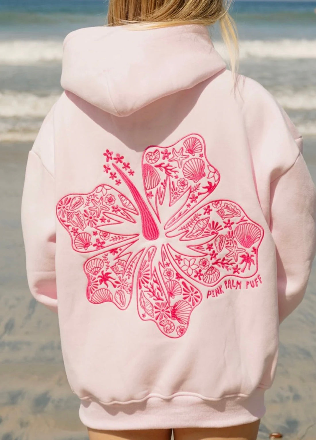 Hawaii Hibiscus Hoodie in Blush