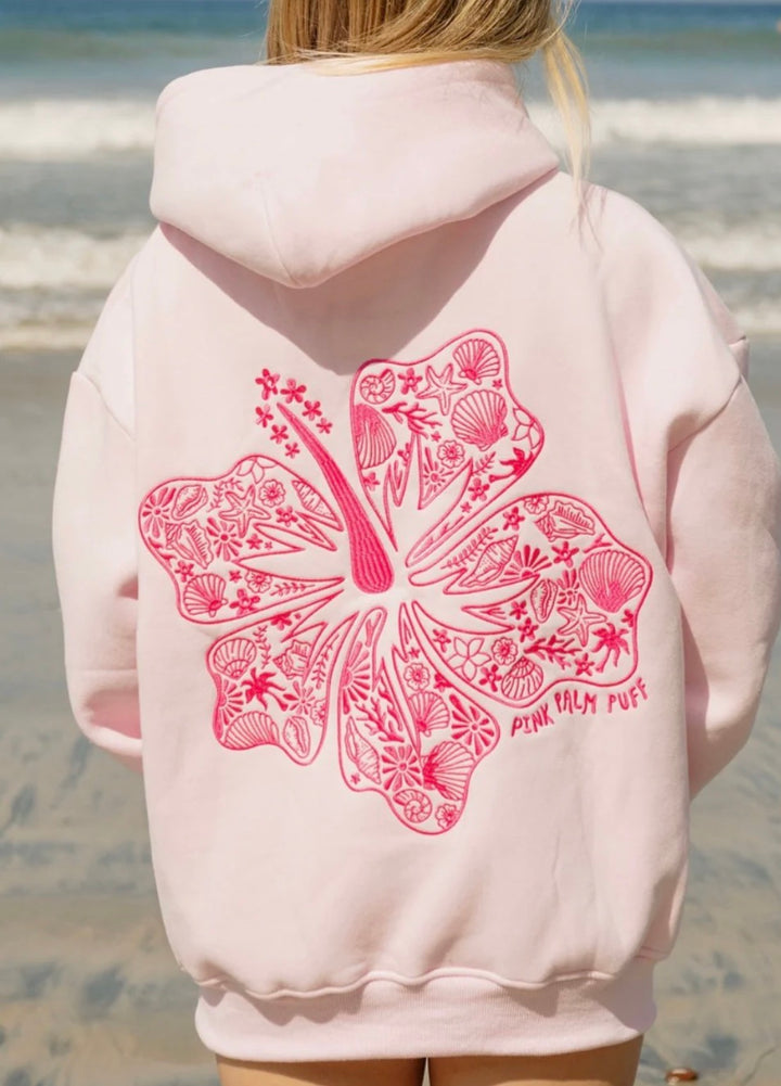Hawaii Hibiscus Hoodie in Blush