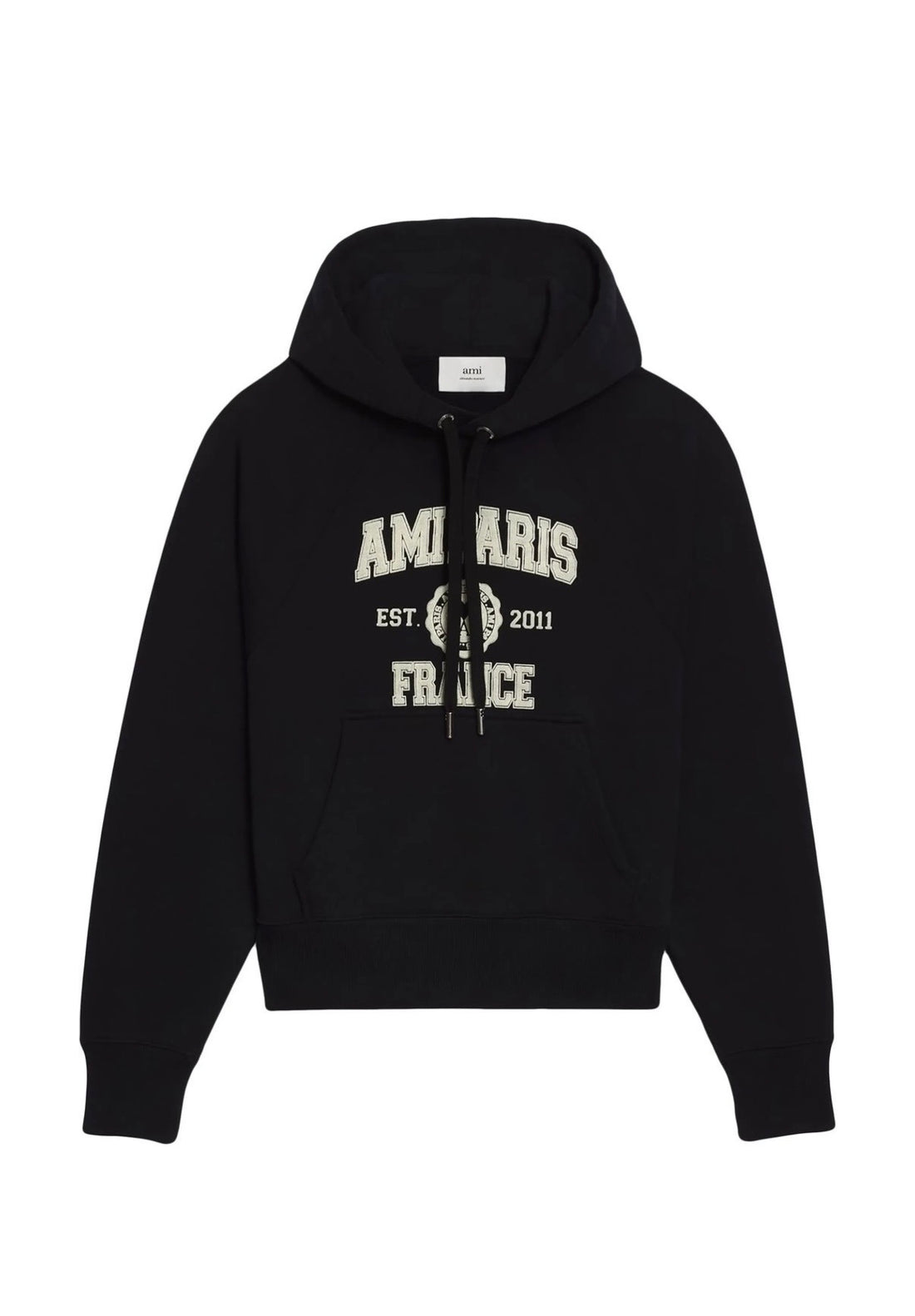 AMI Paris France black logo print hoodie