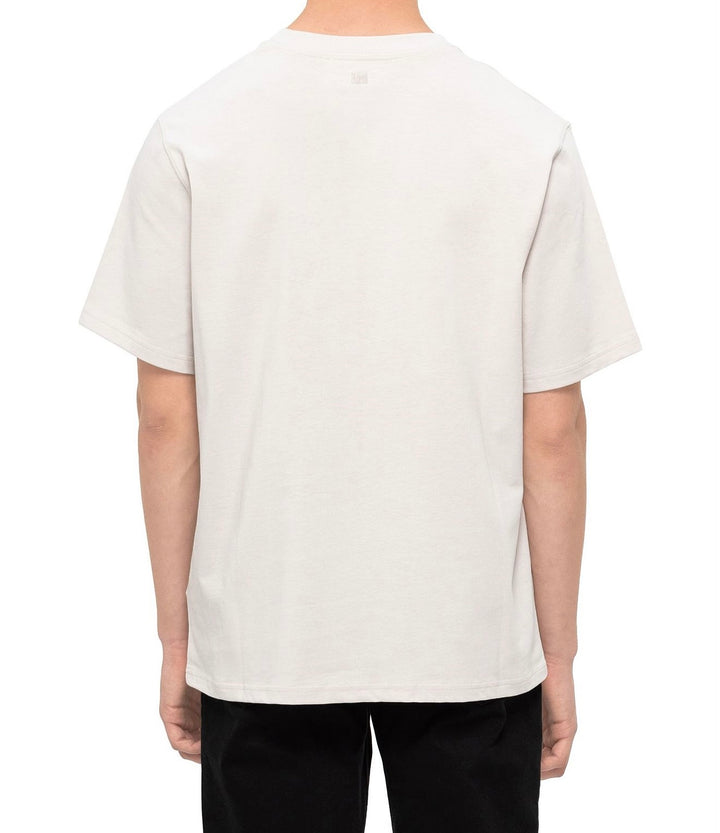 White AMI Paris Embossed Heart T-Shirt in Light Taupe
