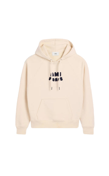 S25 AMI Paris Black Logo Beige Hoodie