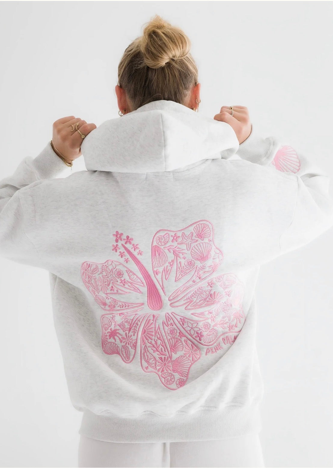 Hawaii Hibiscus Hoodie in Heather Cloud