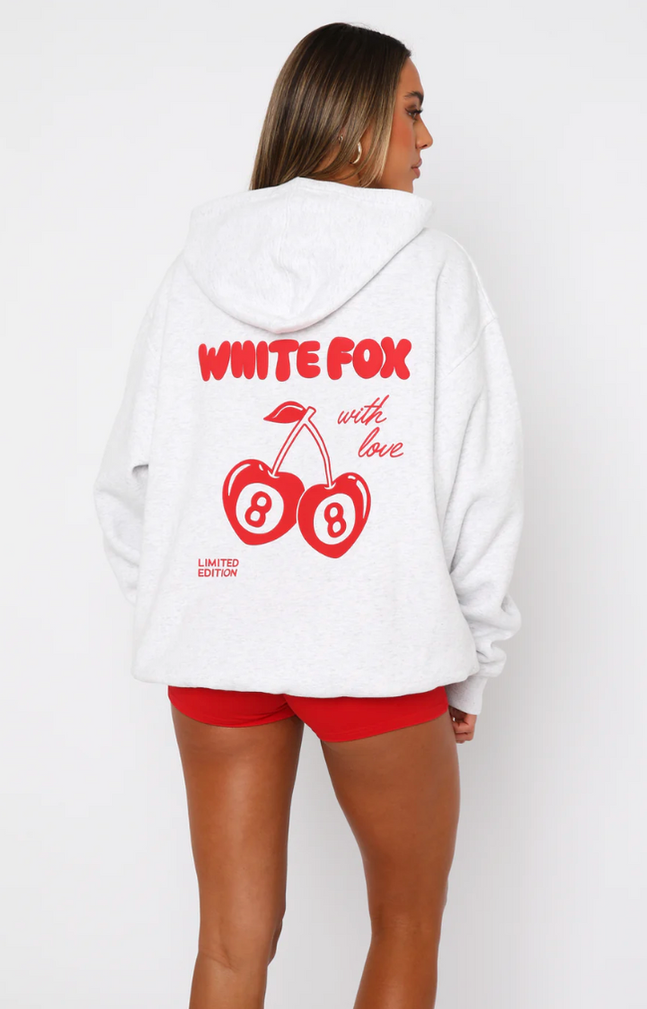 White Fox (With Love In The Moment Oversized Hoodie Grey Marle)