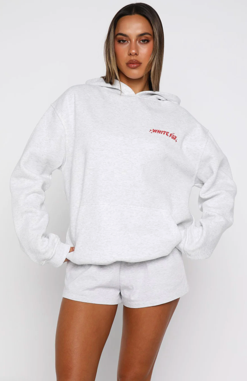 White Fox (Christmas Feeling Oversized Hoodie Grey Marle)