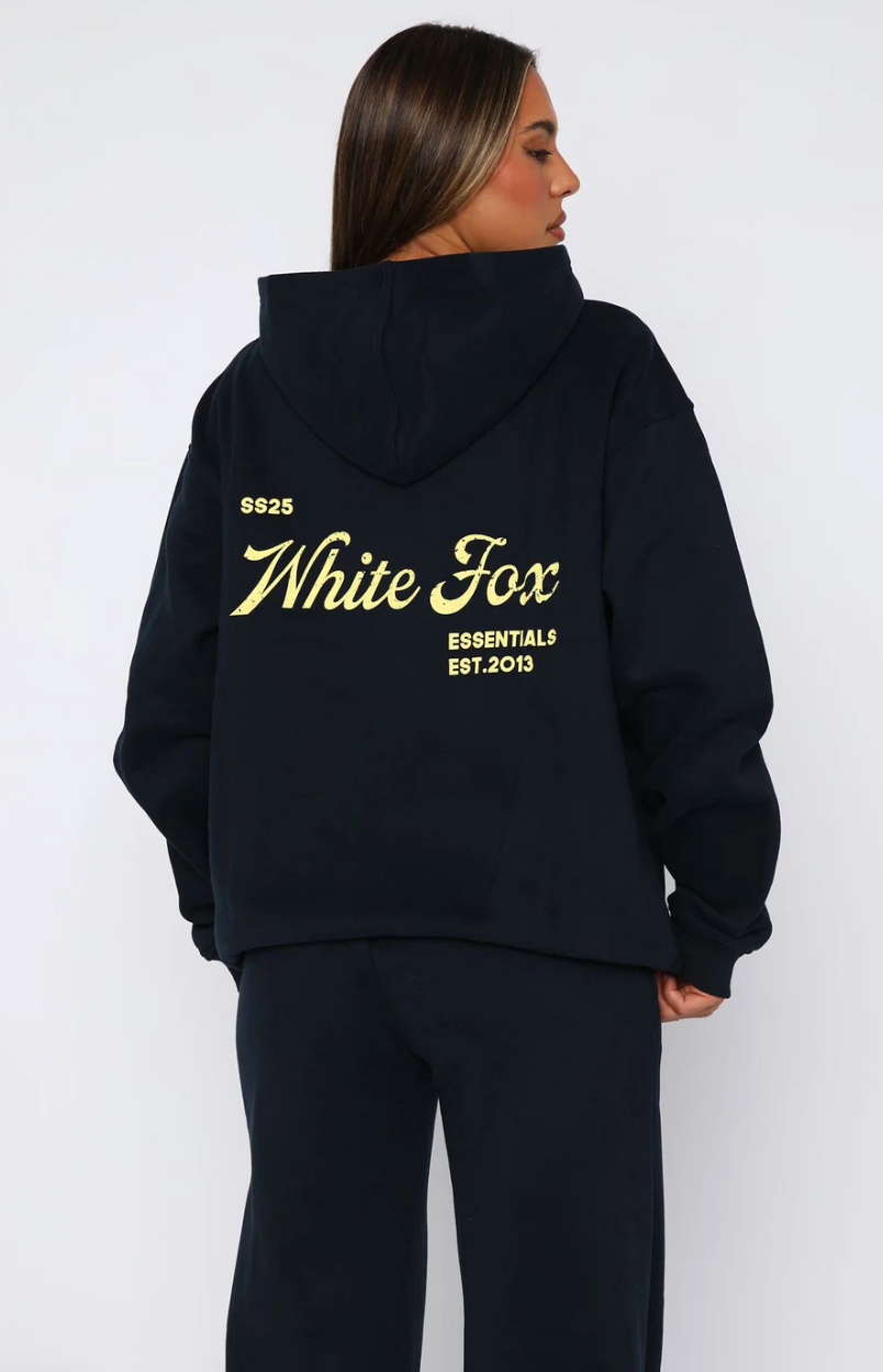 White Fox (The Good Life Back Graphic Oversized Hoodie Navy)