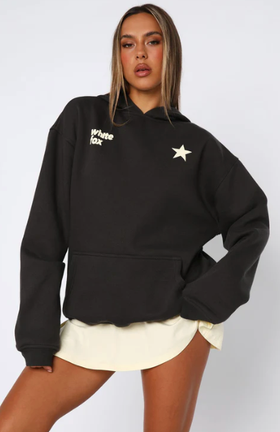 White Fox (From The Archives Charli Oversized Hoodie Charcoal)