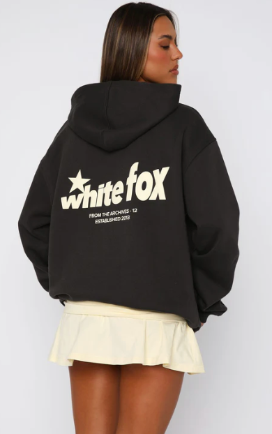 White Fox (From The Archives Charli Oversized Hoodie Charcoal)