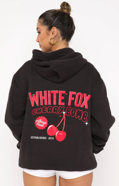 White Fox (Don't Waste Time Hoodie Charcoal)