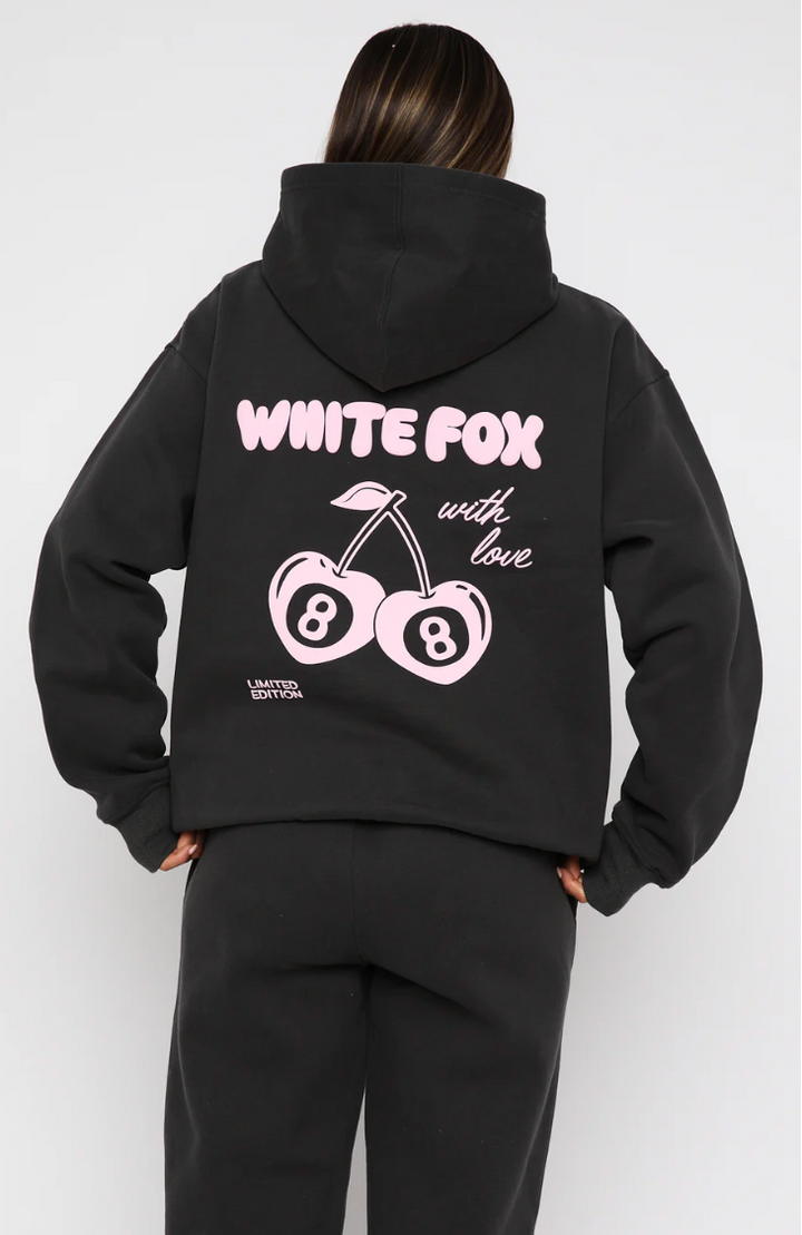 White Fox (With Love In The Moment Oversized Hoodie Charcoal)