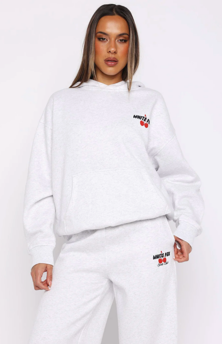 White Fox (Club 14 Cassie Boxy Hoodie Grey Marle)