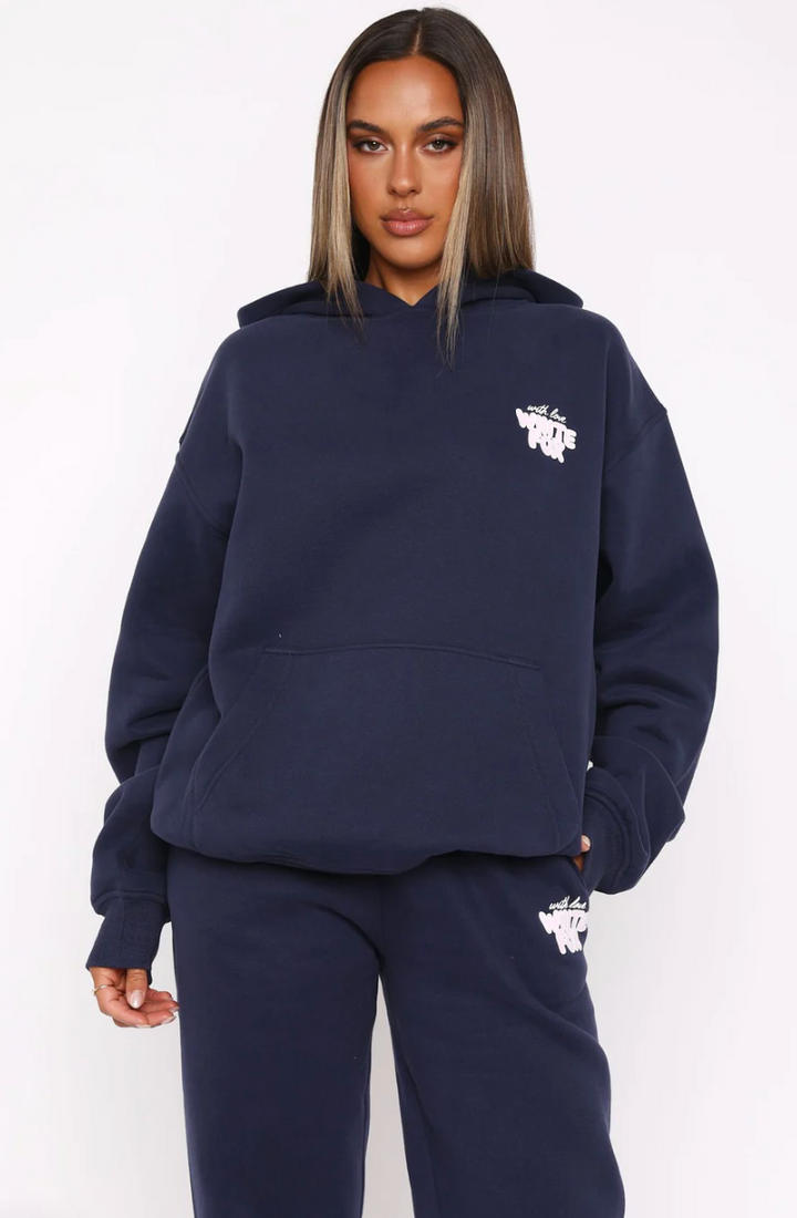 White Fox (With Love Always Oversized Hoodie Navy)