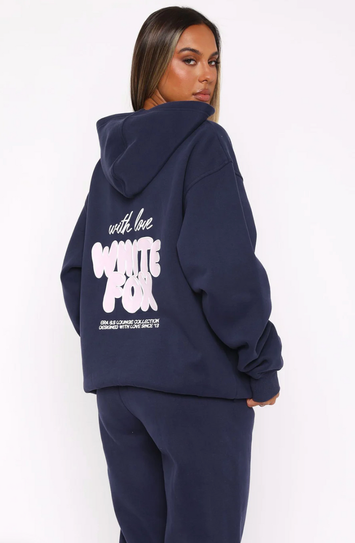 White Fox (With Love Always Oversized Hoodie Navy)