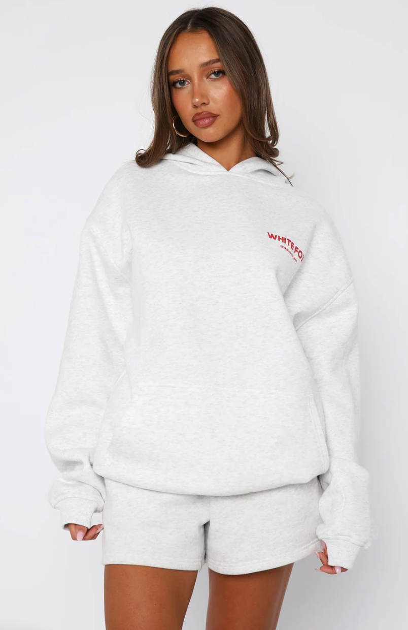 White Fox (Sweet Cherry Edition Oversized Hoodie Grey Marle)