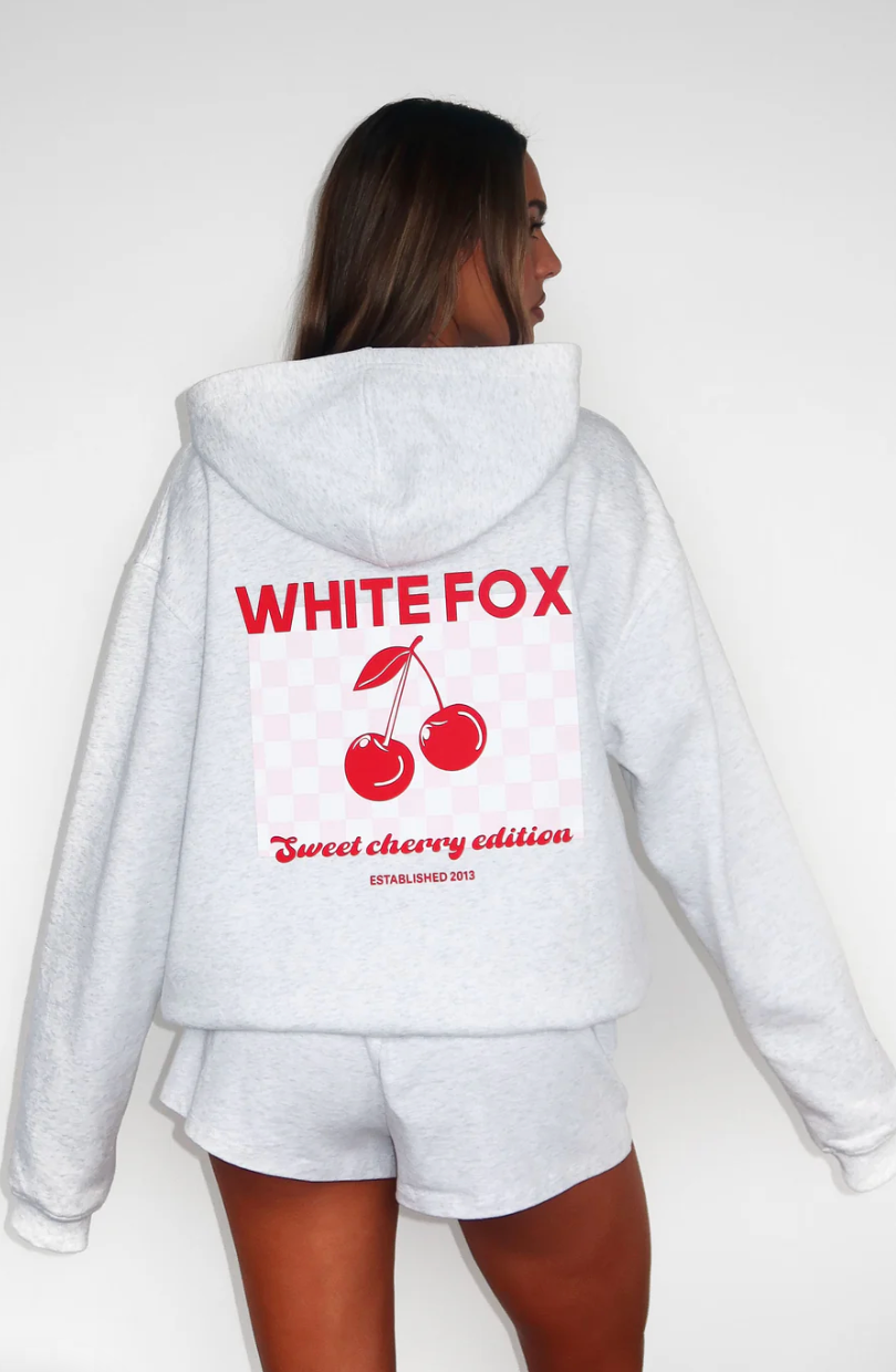 White Fox (Sweet Cherry Edition Oversized Hoodie Grey Marle)
